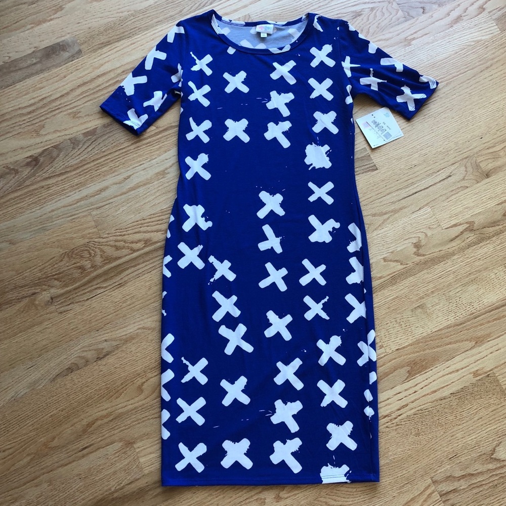 Blue and White LulaRoe Julia Dress - Picture 1 of 7